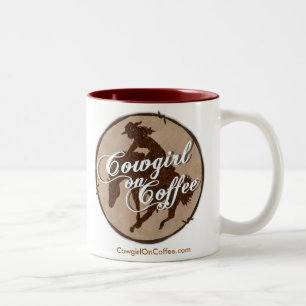 "Cowgirl auf Kaffee" weißer und roter TASSE