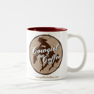 "Cowgirl auf Kaffee" weißer und roter TASSE