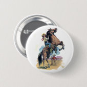 Cowgirl auf Pferd Button (Vorne & Hinten)