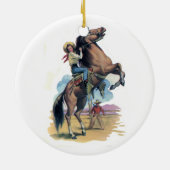 Cowgirl auf Pferd Keramik Ornament (Hinten)