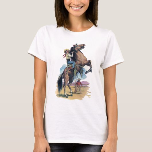 Cowgirl auf Pferd T-Shirt (Vorderseite)