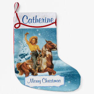 Cowgirl auf Pferdewinter-Szene Kleiner Weihnachtsstrumpf