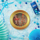 Cowgirl auf Sattel mit Weihnachtsbaum-Tellern Pappteller (Party)