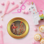 Cowgirl auf Sattel mit Weihnachtsbaum-Tellern Pappteller (Party)