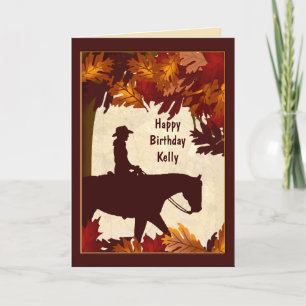 Cowgirl Autumn Custom Birthday Card Karte