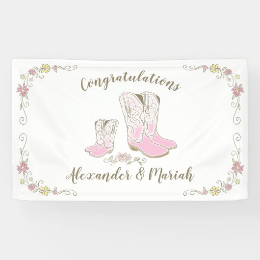 Cowgirl Baby Dusche Country Western Pink Girl Banner (Horizontal)