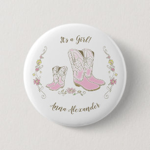 Cowgirl Baby Dusche Country Western Pink Girl Button