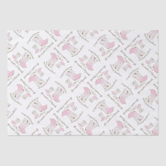Cowgirl Baby Dusche Country Western Pink Girl Seidenpapier (Vorderseite)