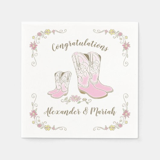 Cowgirl Baby Dusche Country Western Pink Girl Serviette (Vorderseite)