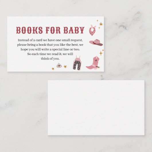 Cowgirl Baby Showbücher für Baby Begleitkarte (Vorne/Hinten)
