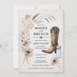 Cowgirl Baby Shower Einladung Stiefel & Brunch