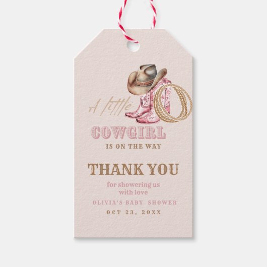 Cowgirl Baby Shower Gift Tags Geschenkanhänger (Vorderseite)