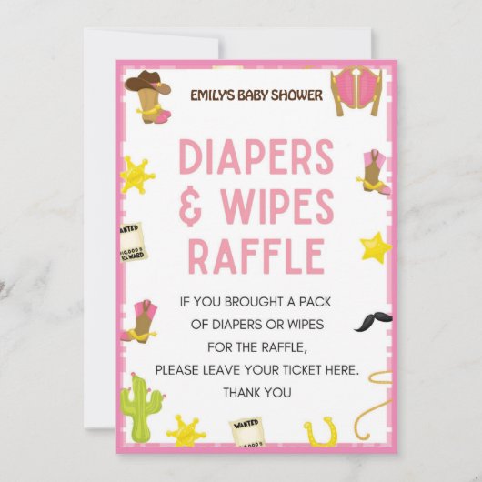 Cowgirl Baby Showgame - Bearbeitbarer Name, 12x18 Einladung (Vorderseite)