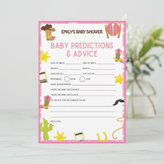 Cowgirl Baby Showgame - Bearbeitbarer Name, 12x18 Einladung (Stehend Vorderseite)