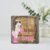 Cowgirl Babydusche Einladung (Stehend Vorderseite)