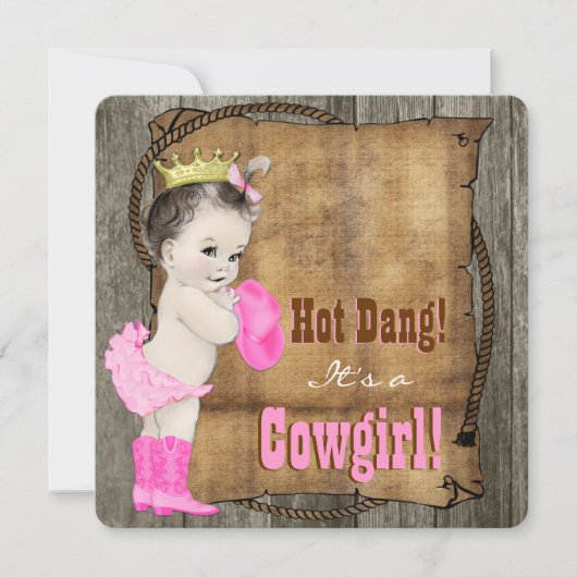 Cowgirl Babydusche Einladung (Vorderseite)