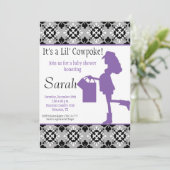 Cowgirl Babydusche Einladung (Lila) (Stehend Vorderseite)
