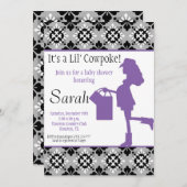 Cowgirl Babydusche Einladung (Lila) (Vorne/Hinten)