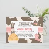 Cowgirl Babydusche Einladungen (Stehend Vorderseite)