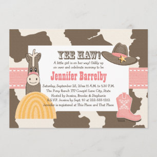 Cowgirl Babydusche Einladungen