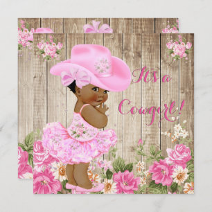 Cowgirl Babydusche Rosa Rustikale Wood Girl Ethnic Einladung