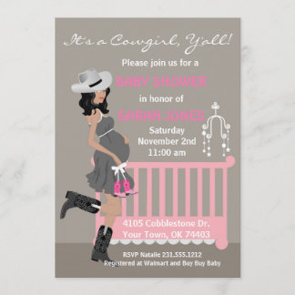 Cowgirl-Babyparty-Einladung - Afroamerikaner Einladung