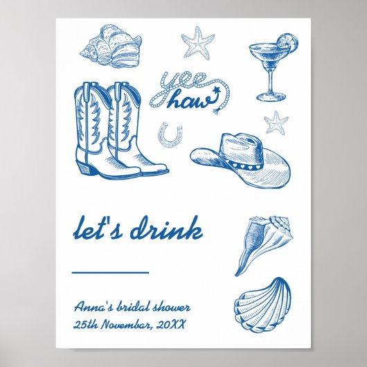 Cowgirl Bachelorette Bar Sign Poster (Vorne)