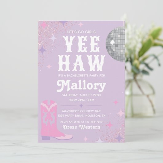Cowgirl Bachelorette Einladung | Nash Bash (Stehend Vorderseite)