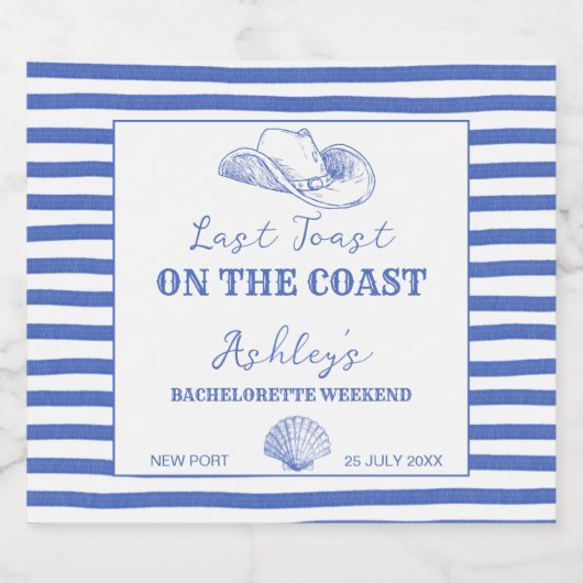 Cowgirl Bachelorette, Küste letzten Toast Schaumweinetikett (Einzelnes Label)