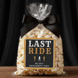 Cowgirl Bachelorette Party Last Ride Brown Quadratischer Aufkleber