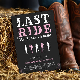 Cowgirl Bachelorette Party Last Ride Pink & Black Einladung
