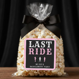 Cowgirl Bachelorette Party Last Ride Pink Quadratischer Aufkleber