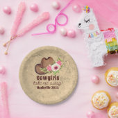 Cowgirl Bachelorette Rustikal Pink Floral Pappteller (Party)