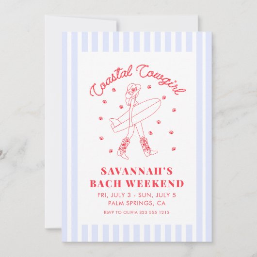 Cowgirl Bachelorette Weekend Itinerary Einladung (Vorderseite)