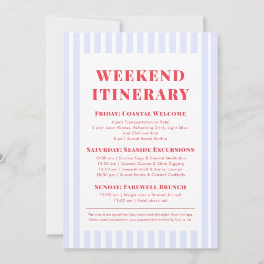 Cowgirl Bachelorette Weekend Itinerary Einladung (Rückseite)