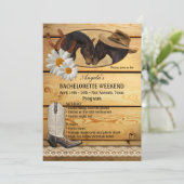 Cowgirl Bachelorette Weekend Programm Einladung (Stehend Vorderseite)
