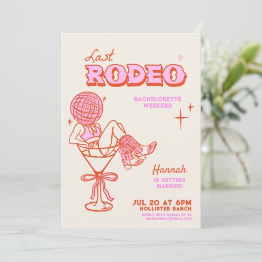 Cowgirl Bachelorette Western Beach Party Einladung (Stehend Vorderseite)