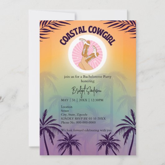 Cowgirl Bachelorette Wochenende Einladung (Vorderseite)