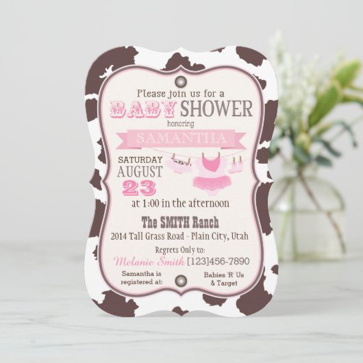 Cowgirl Bandanna Tutu Babydusche Einladung (Stehend Vorderseite)