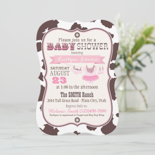 Cowgirl Bandanna Tutu Babydusche Einladung (Stehend Vorderseite)