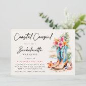 Cowgirl Beach Bachelorette Weekend Einladung (Stehend Vorderseite)
