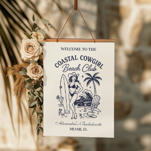 Cowgirl Beach Club Bachelorette Wandteppich Mit Holzrahmen
