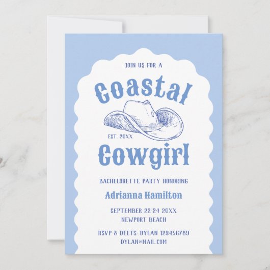 Cowgirl Beach Wavy Junggeselinnen-Abschied Einladung (Vorderseite)