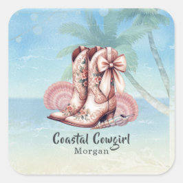 Cowgirl Beach Western Floral Boots Sticker