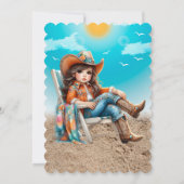 Cowgirl bei der Beach Birthday Party Einladung (Rückseite)