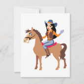 Cowgirl beim Reiten eines Pferdes Einladung (Vorderseite)