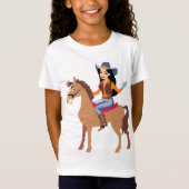Cowgirl beim Reiten eines Pferdes T - Shirt (Vorderseite)