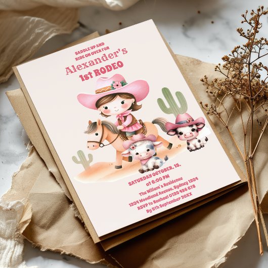 Cowgirl Birthday 1. Rodeo Einladung