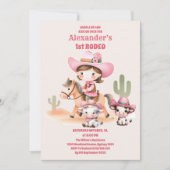 Cowgirl Birthday 1. Rodeo Einladung (Vorderseite)