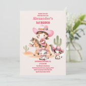 Cowgirl Birthday 1. Rodeo Einladung (Stehend Vorderseite)